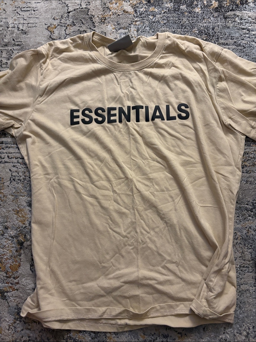 Essentials Men’s Cream Logo Short Sleeve Tee